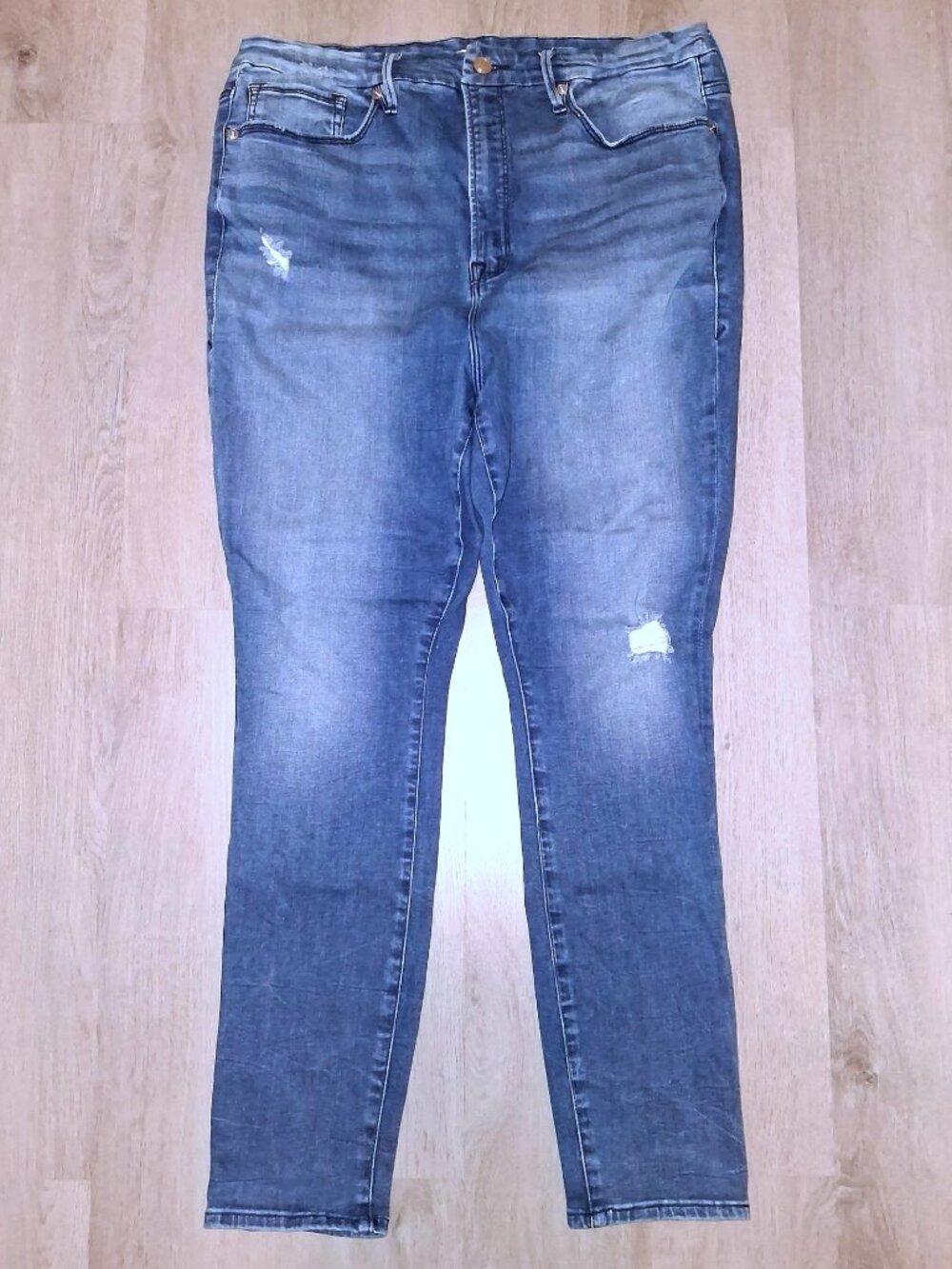 Good American Good Waist Skinny Jeans Plus Size 20 Distressed Denim Straight Leg